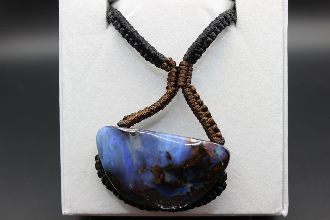 Australian Boulder Opal Pendant in Adjustable Rope Necklace Pendant Australian Opal House 