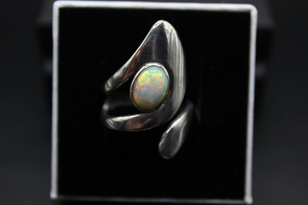 Australian Solid Opal Ring in Sterling Silver Setting Rings Australian Opal House Fire 