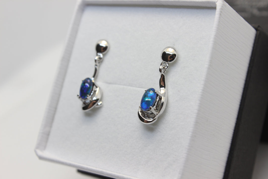 Australian Triplet Opal Earrings in Sterling Silver Setting Earrings Australian Opal House 
