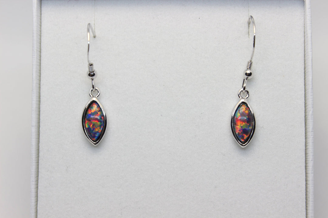 Australian Triplet Opal Hanging Earrings in Sterling Silver Setting Earrings Australian Opal House Fire 
