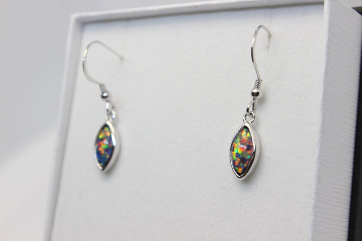 Australian Triplet Opal Hanging Earrings in Sterling Silver Setting Earrings Australian Opal House 