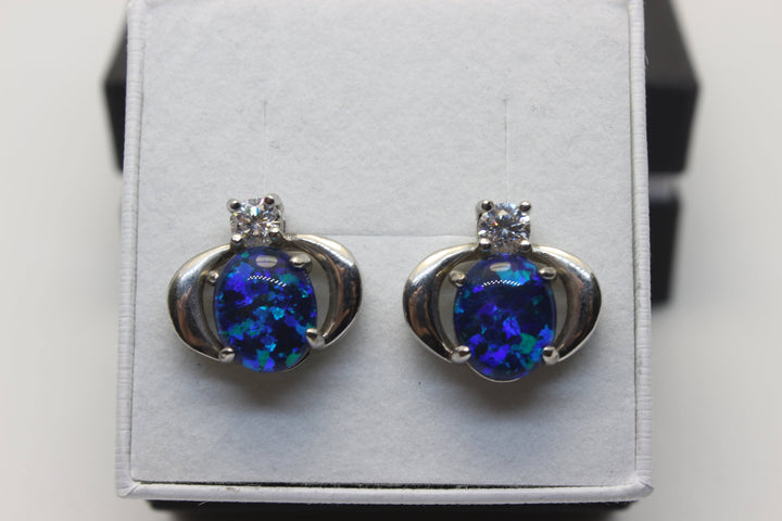 Australian Triplet Opal Earrings in Sterling Silver Setting Earrings Australian Opal House 