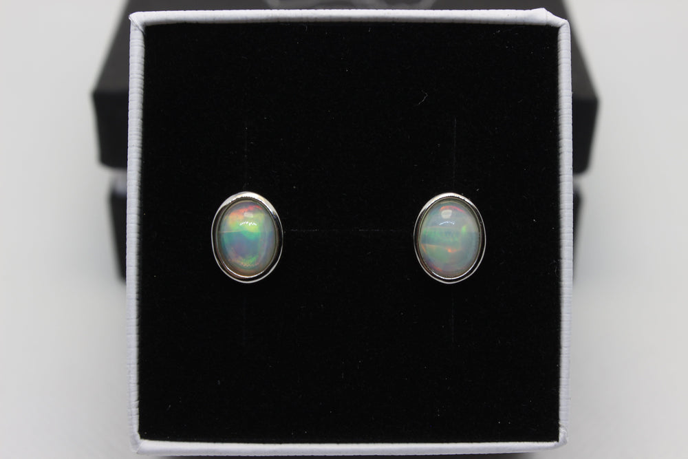 Australian Natural Solid Crystal Fire Opal Earrings Sterling Silver Setting Earrings Australian Opal House 