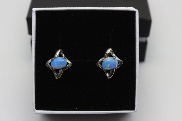 Australian Natural Solid Crystal Opal Earrings Sterling Silver Setting Earrings Australian Opal House 