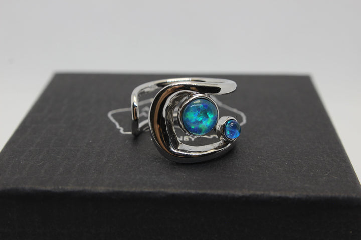 Australian Triplet Opal Ring in Sterling Silver Setting Adjustable Rings Australian Opal House 