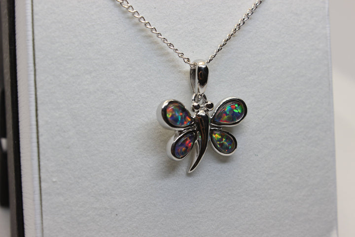 Australian Triplet Opal Pendant in Sterling Silver Butterfly Setting Pendant Australian Opal House 