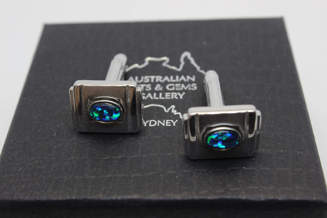 Australian Triplet Opal Cufflink Sterling Silver Setting Cufflink Australian Opal House 