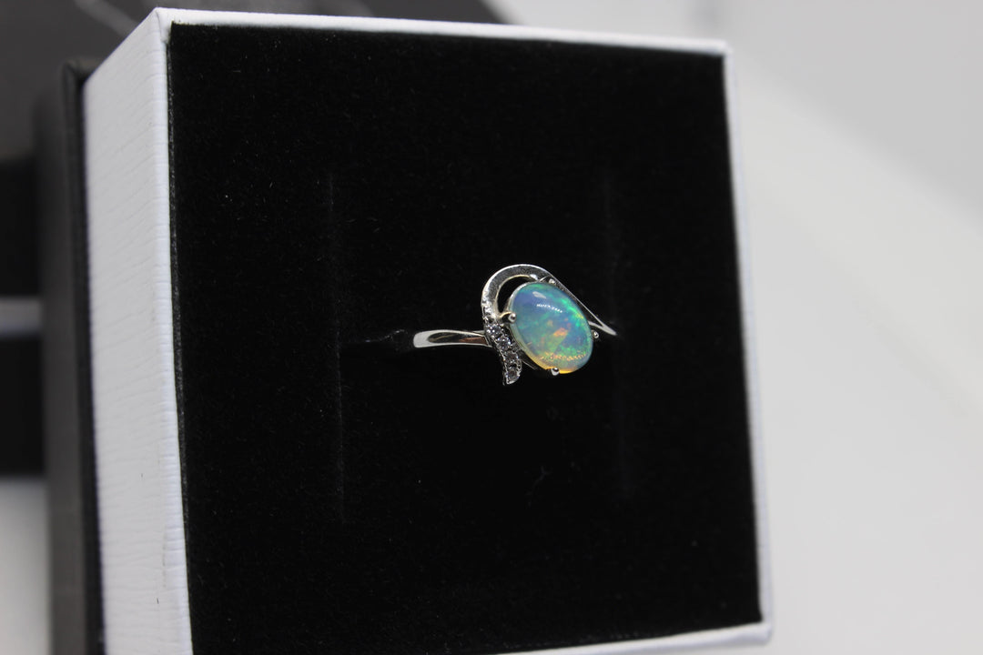 Australian Solid Opal Ring in Sterling Silver Setting Rings Australian Opal House 