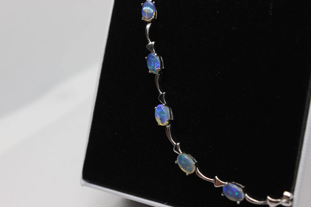 Australian Solid Opal Bracelet in Sterling Silver Setting Pendant Australian Opal House 