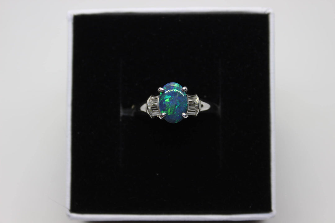 Australian Black Opal Ring in Platinum Rings Australian Opal House 