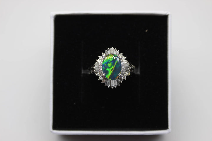 Australian Black Opal Ring in Platinum Rings Australian Opal House 