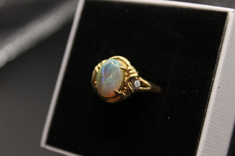 Australian Natural Solid Opal Ring 14k Yellow Gold Setting Rings Australian Opal House 