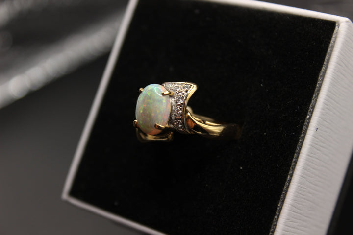 Australian Natural Solid Opal Ring 14k Yellow Gold Setting Rings Australian Opal House 
