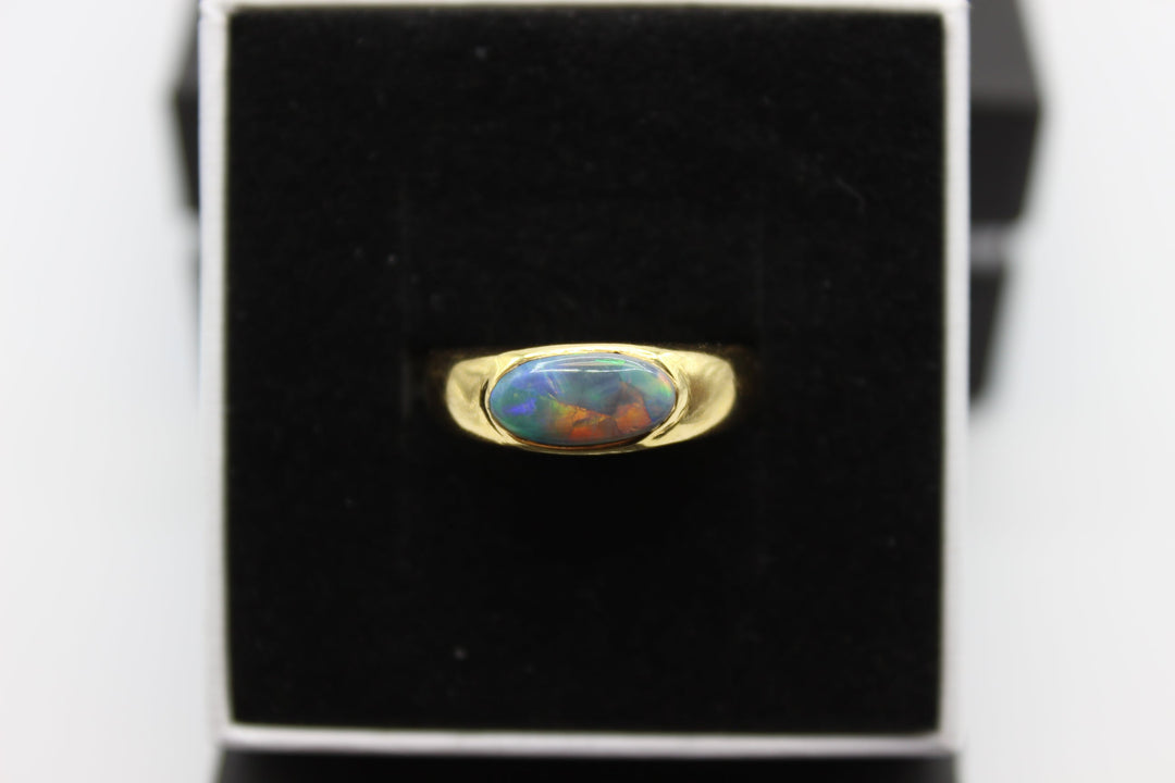 Australian Natural Solid Opal Ring 18k Yellow Gold Setting Rings Australian Opal House 