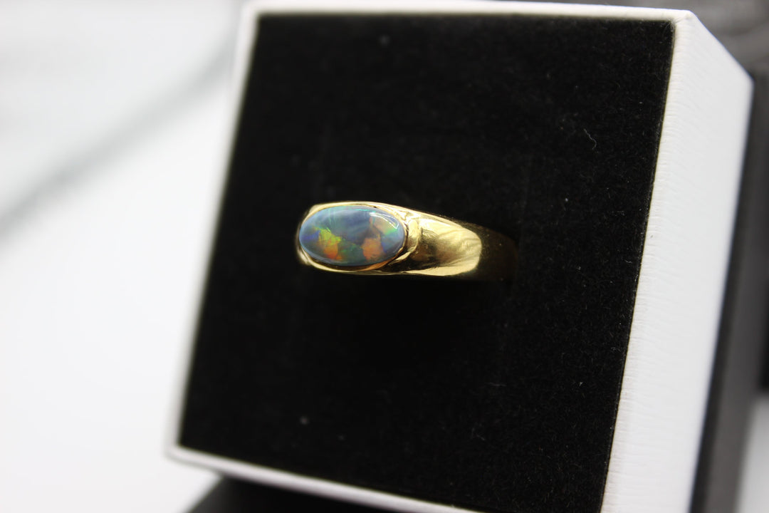 Australian Natural Solid Opal Ring 18k Yellow Gold Setting Rings Australian Opal House 