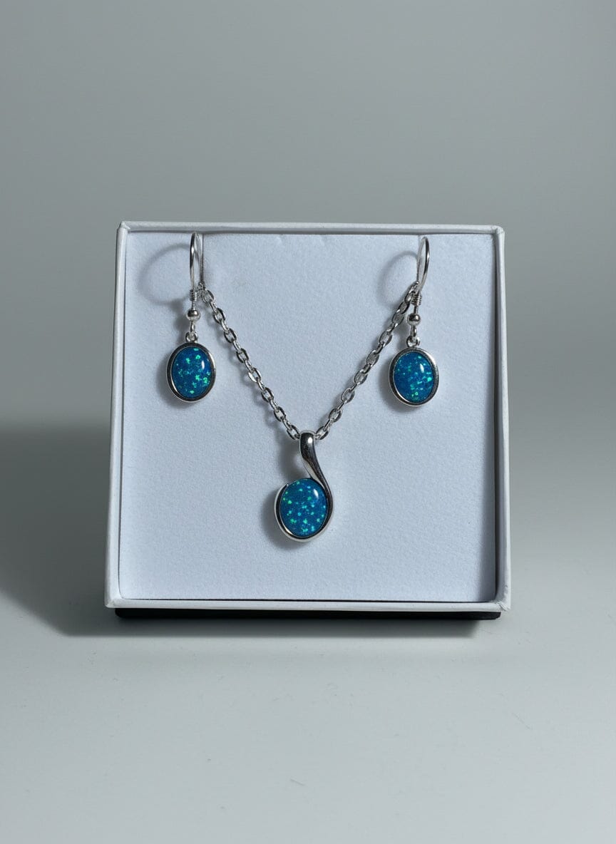 Australian Triplet Opal Set in Sterling Silver Setting Set Australian Opal House Plain Hanging 