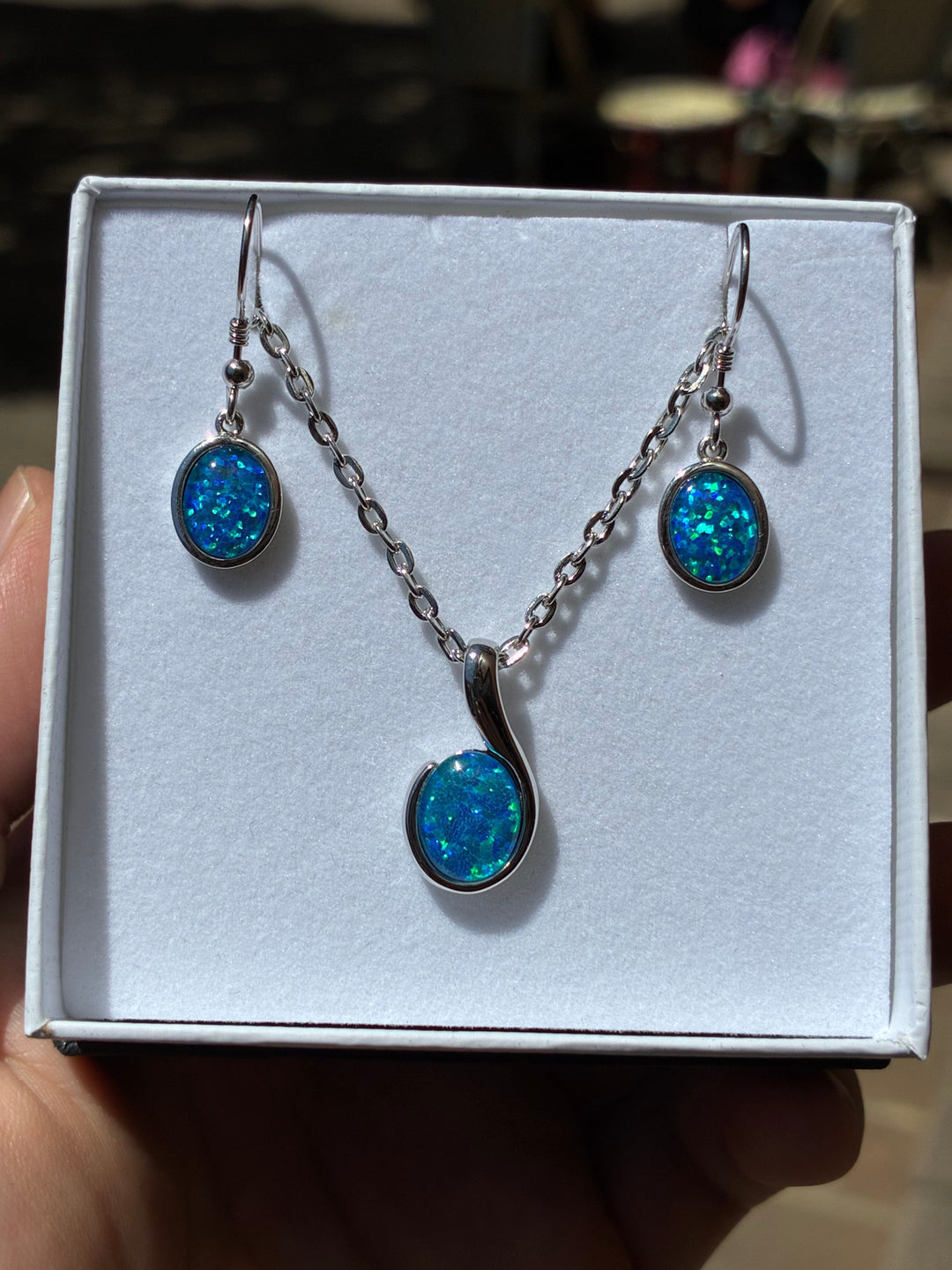 Australian Triplet Opal Set in Sterling Silver Setting Set Australian Opal House 