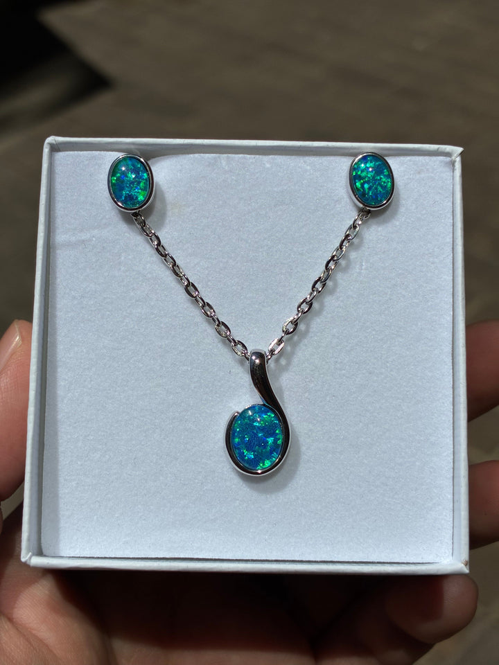 Australian Triplet Opal Set in Sterling Silver Setting Set Australian Opal House 