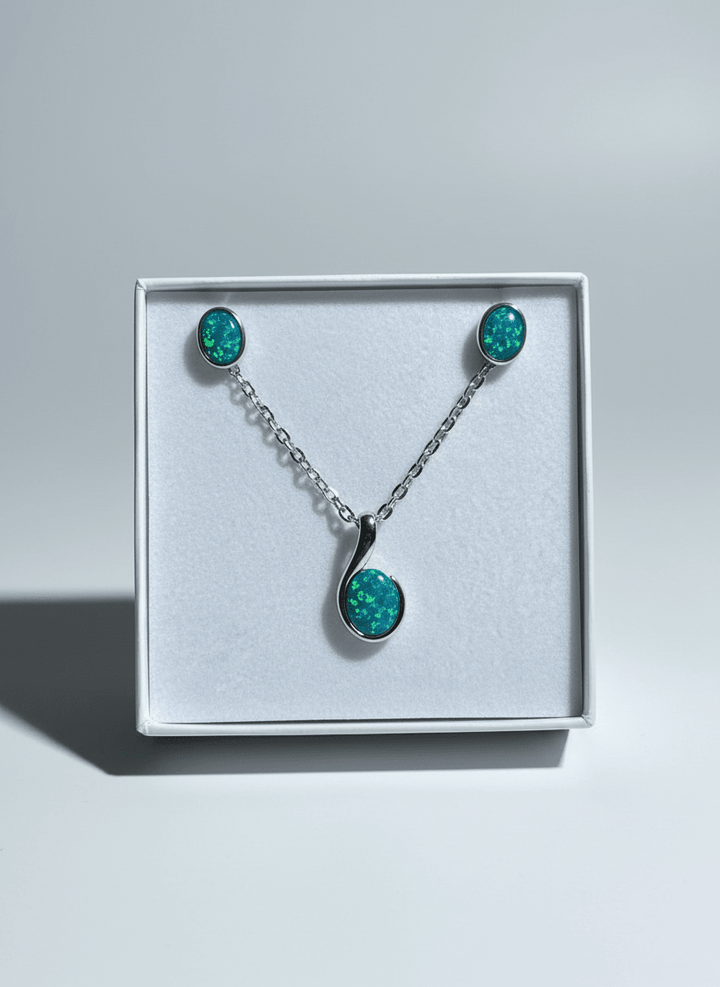 Australian Triplet Opal Set in Sterling Silver Setting Set Australian Opal House Studs 