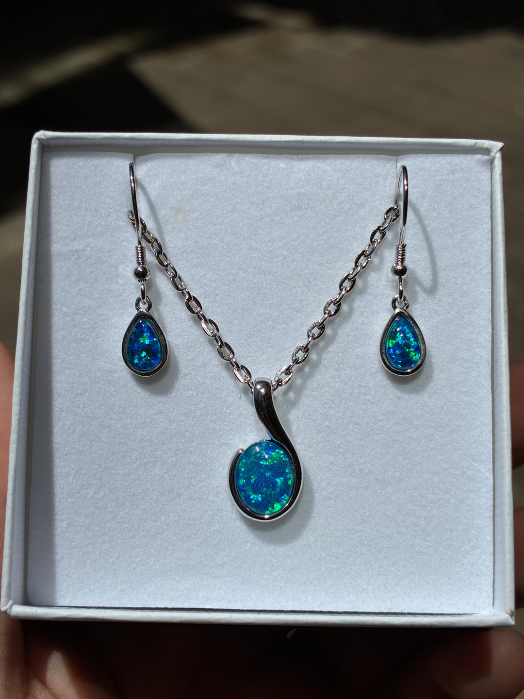 Australian Triplet Opal Set in Sterling Silver Setting Set Australian Opal House 