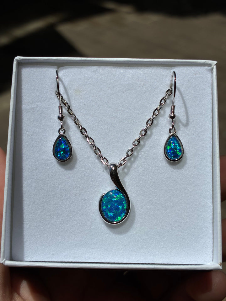 Australian Triplet Opal Set in Sterling Silver Setting Set Australian Opal House 