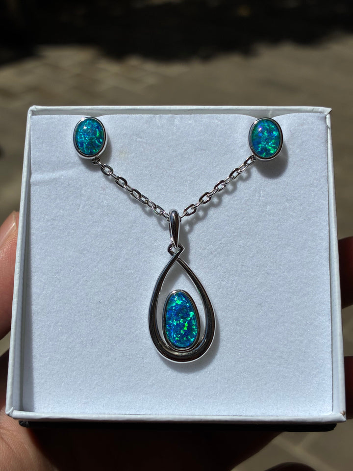 Australian Triplet Opal Set in Sterling Silver Setting Set Australian Opal House Studs 