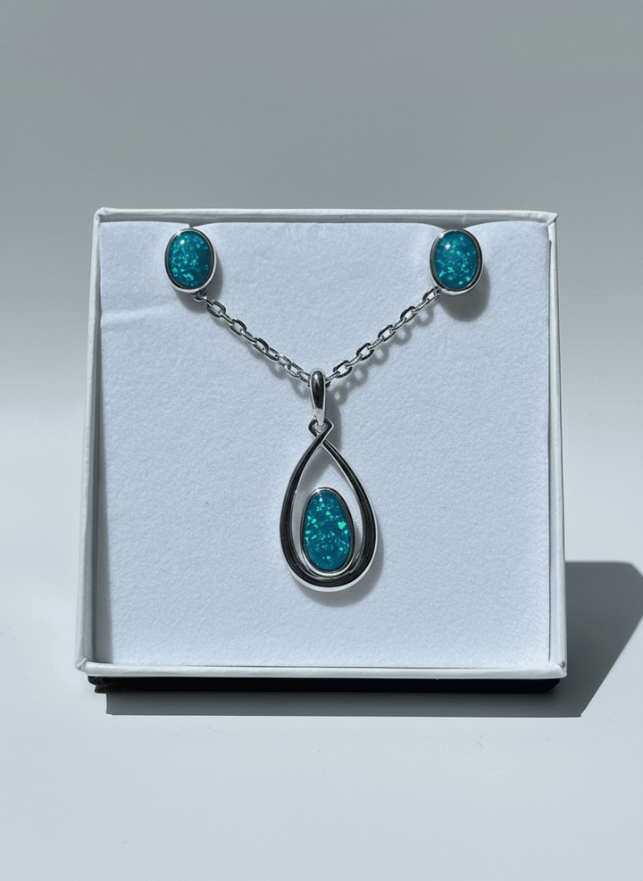 Australian Triplet Opal Set in Sterling Silver Setting Set Australian Opal House 