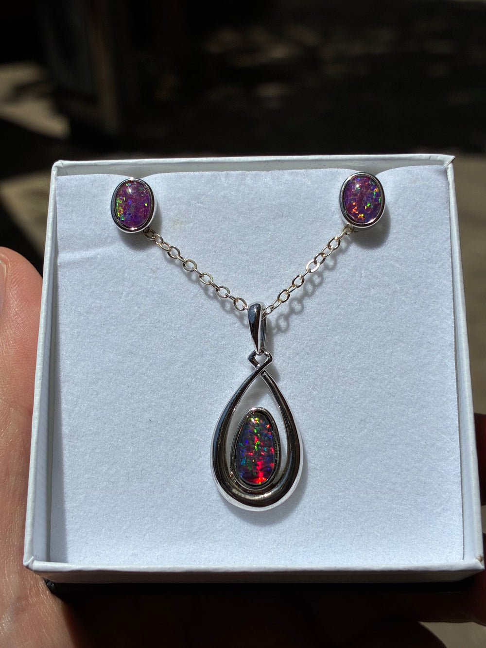 Australian Triplet Opal Set in Sterling Silver Setting Set Australian Opal House 