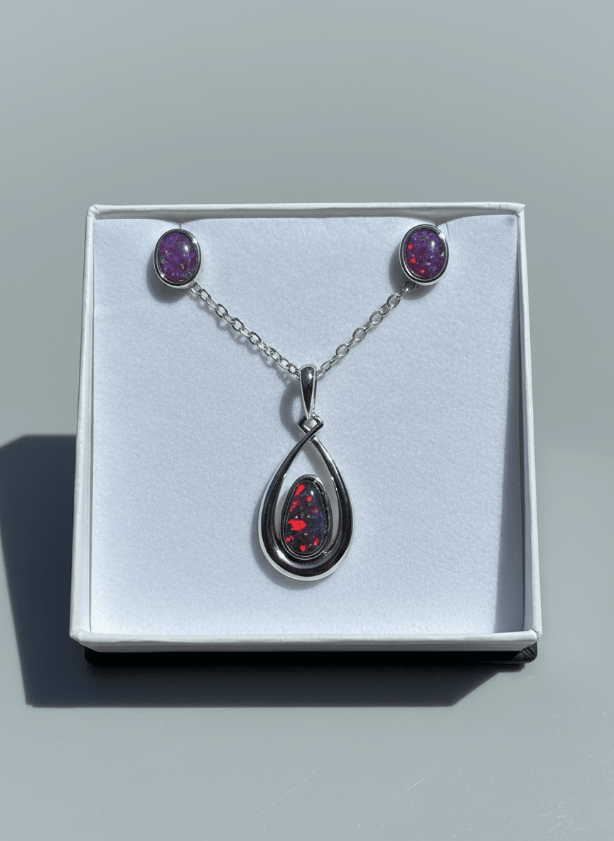 Australian Triplet Opal Set in Sterling Silver Setting Set Australian Opal House 