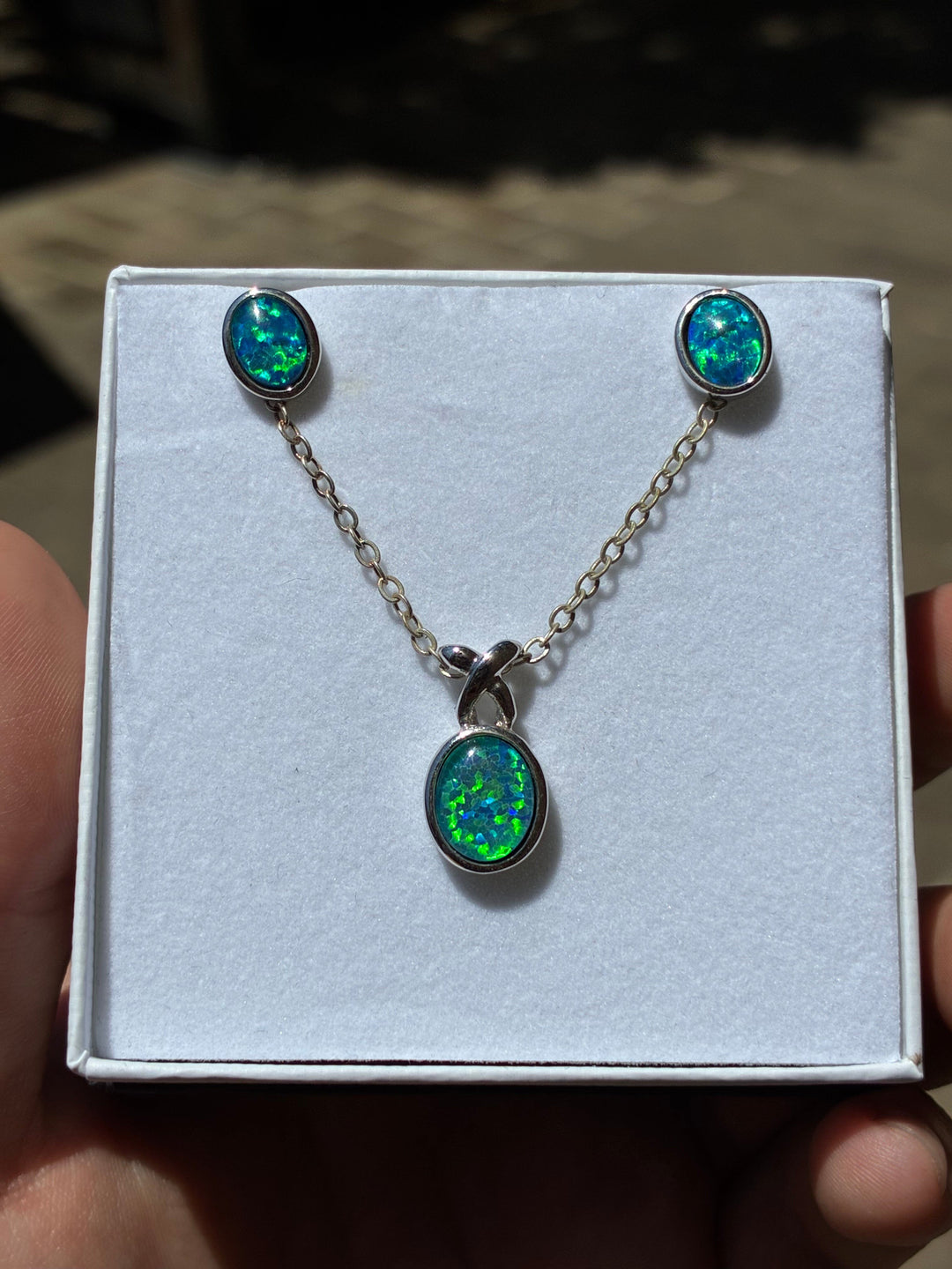 Australian Triplet Opal Set in Sterling Silver Setting Set Australian Opal House 