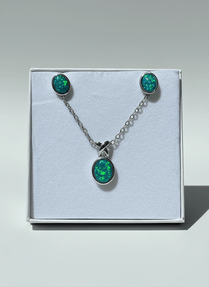 Australian Triplet Opal Set in Sterling Silver Setting Set Australian Opal House Green 