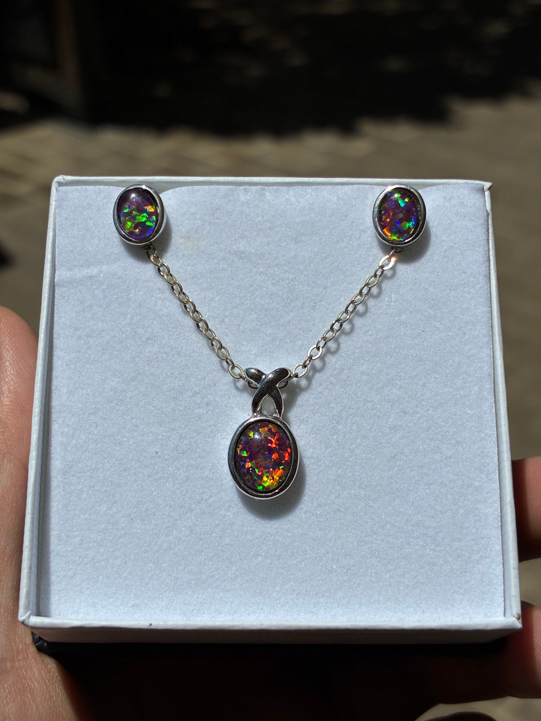 Australian Triplet Opal Set in Sterling Silver Setting Set Australian Opal House 