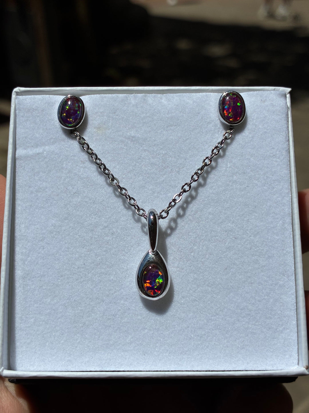 Australian Triplet Opal Set in Sterling Silver Setting Set Australian Opal House 