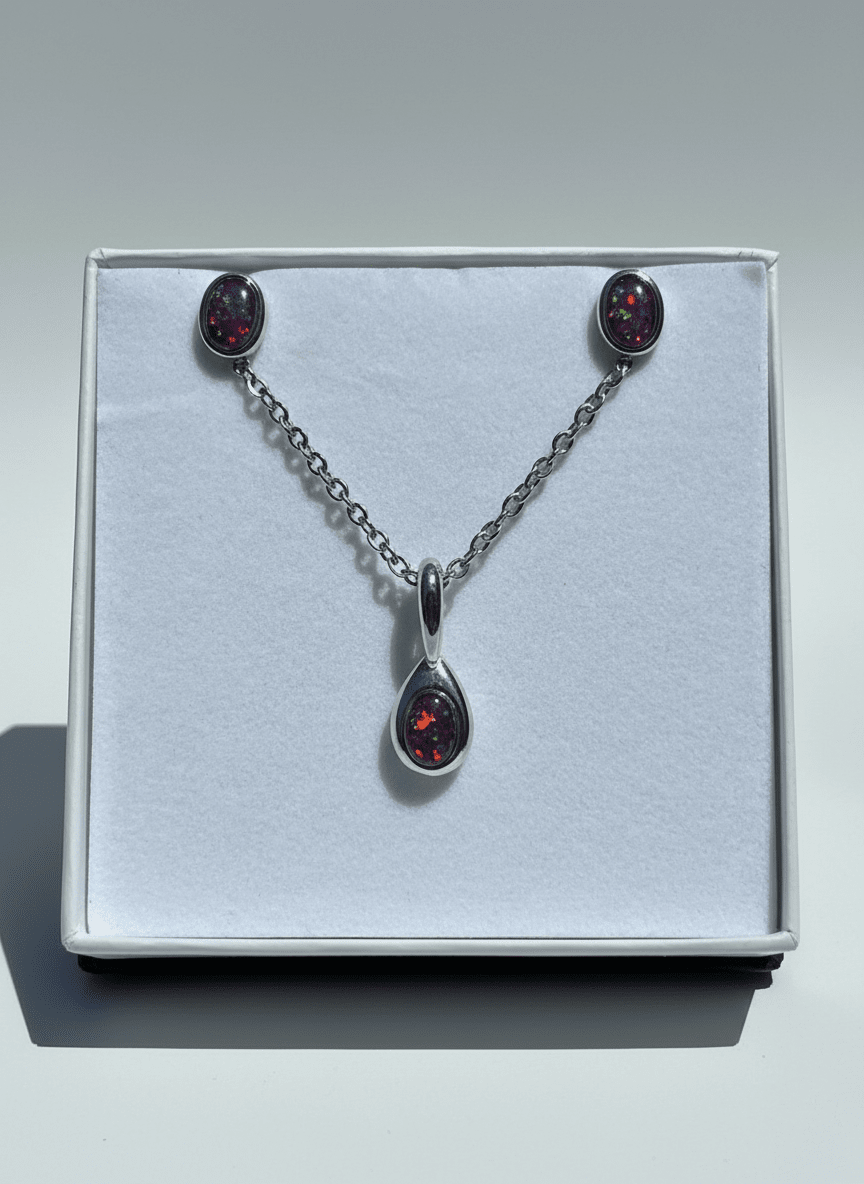 Australian Triplet Opal Set in Sterling Silver Setting Set Australian Opal House 