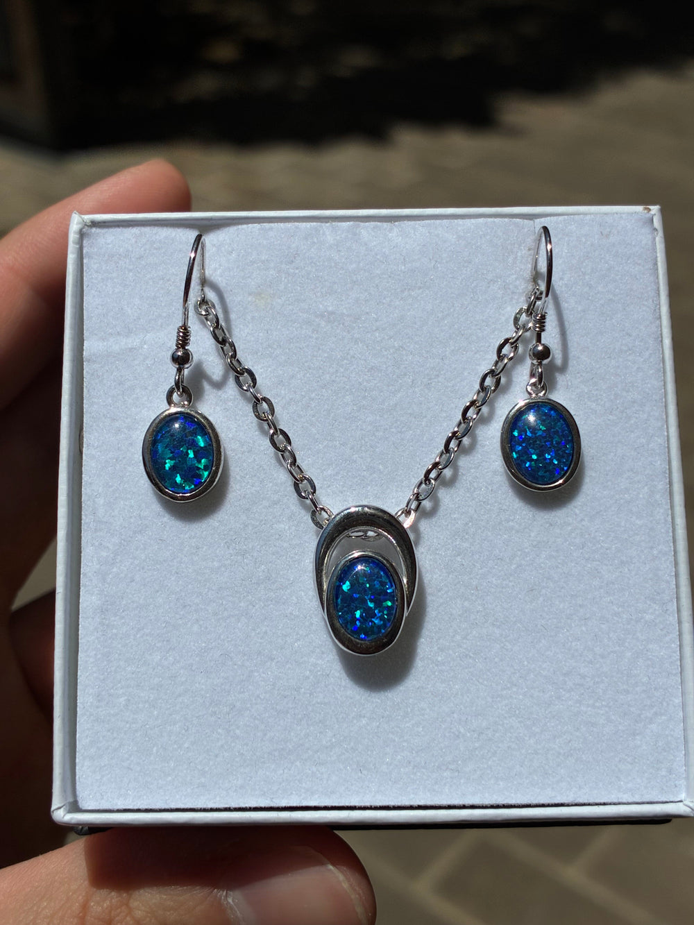 Australian Triplet Opal Set in Sterling Silver Setting Set Australian Opal House 