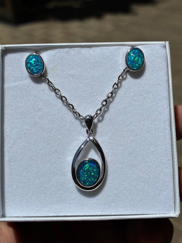 Australian Triplet Opal Set in Sterling Silver Setting Set Australian Opal House 