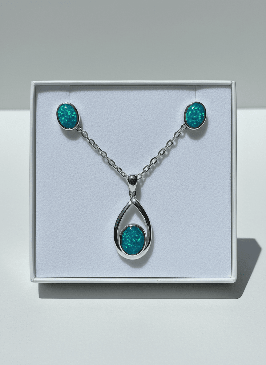 Australian Triplet Opal Set in Sterling Silver Setting Set Australian Opal House 