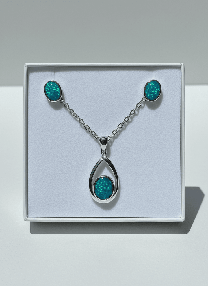 Australian Triplet Opal Set in Sterling Silver Setting Set Australian Opal House 