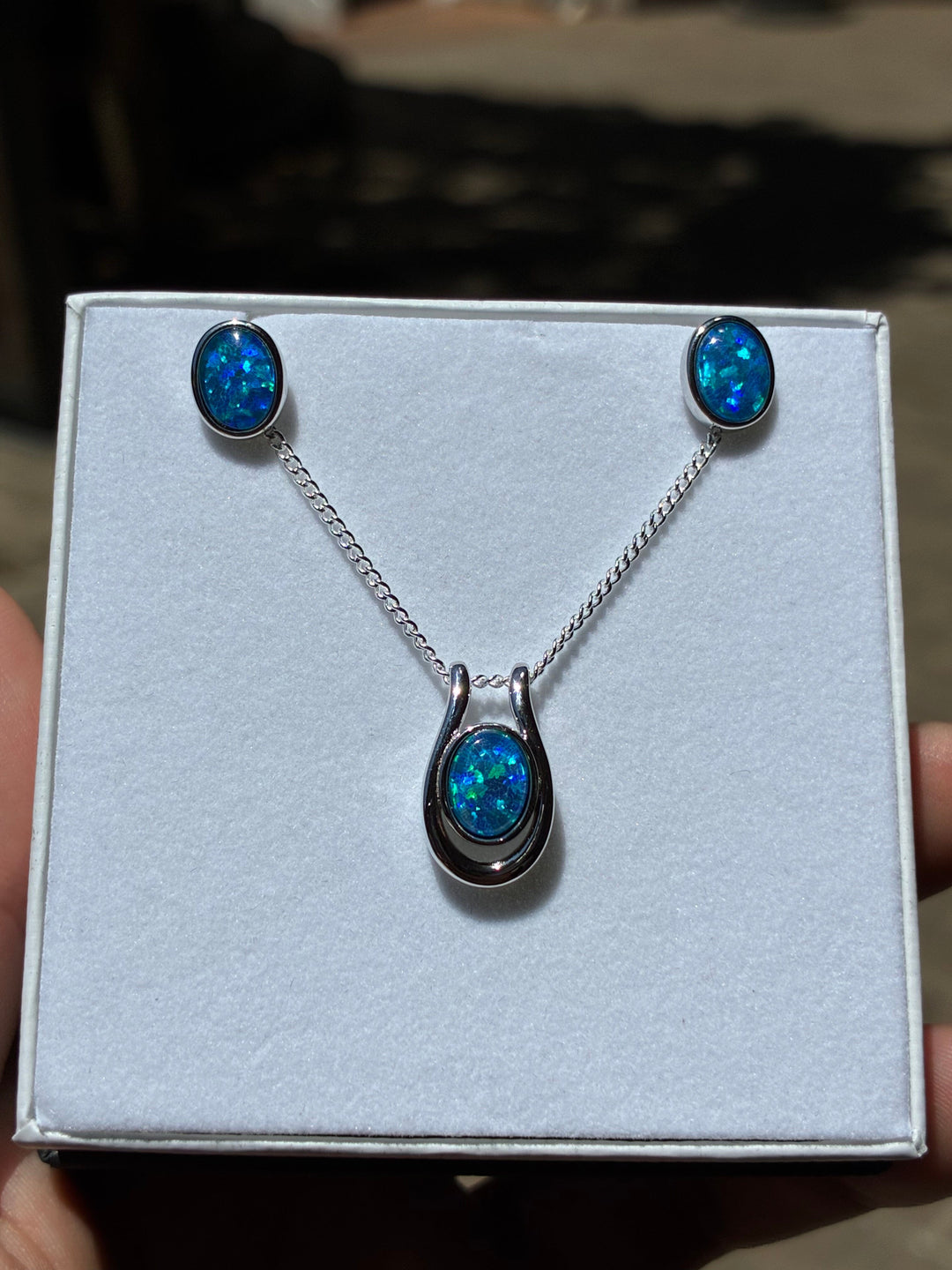 Australian Triplet Opal Set in Sterling Silver Setting Set Australian Opal House 