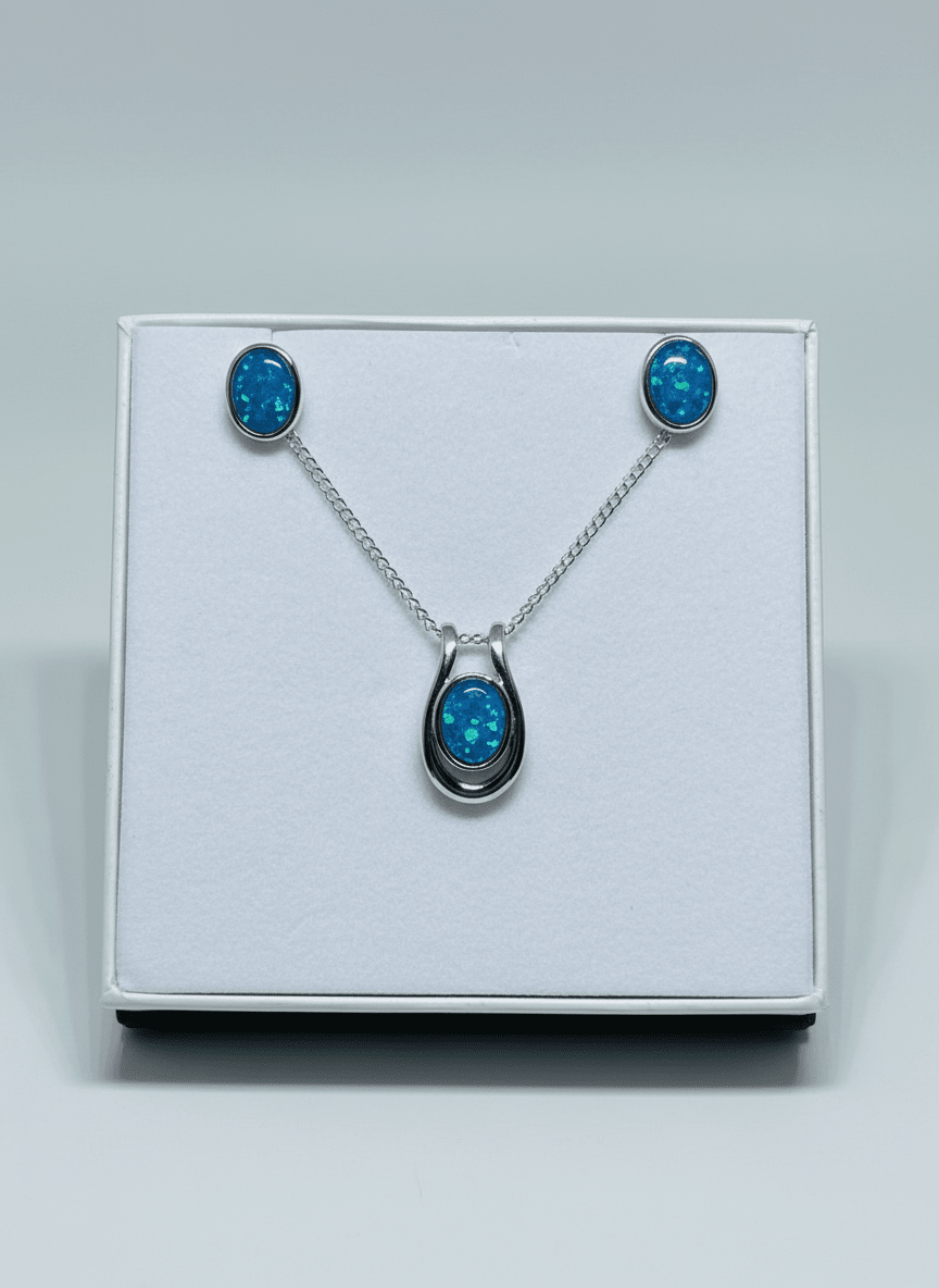 Australian Triplet Opal Set in Sterling Silver Setting Set Australian Opal House Studs 