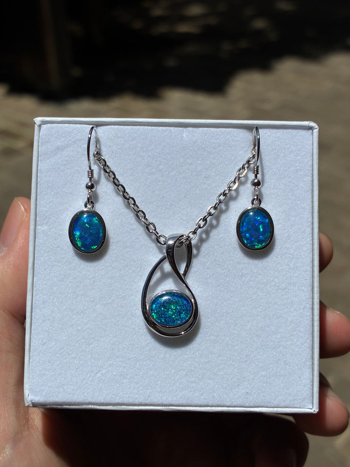 Australian Triplet Opal Set in Sterling Silver Setting Set Australian Opal House 