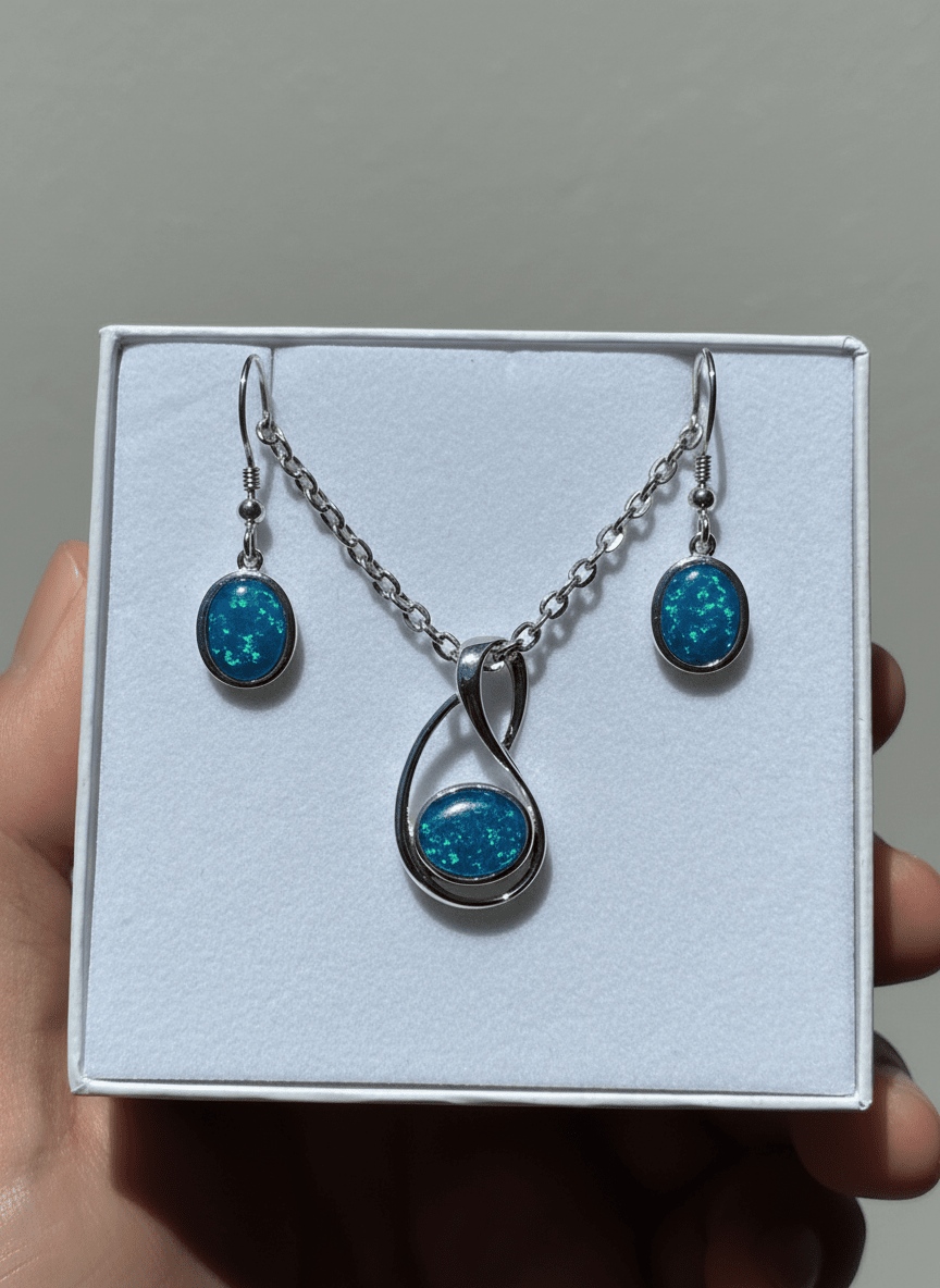 Australian Triplet Opal Set in Sterling Silver Setting Set Australian Opal House Hanging 