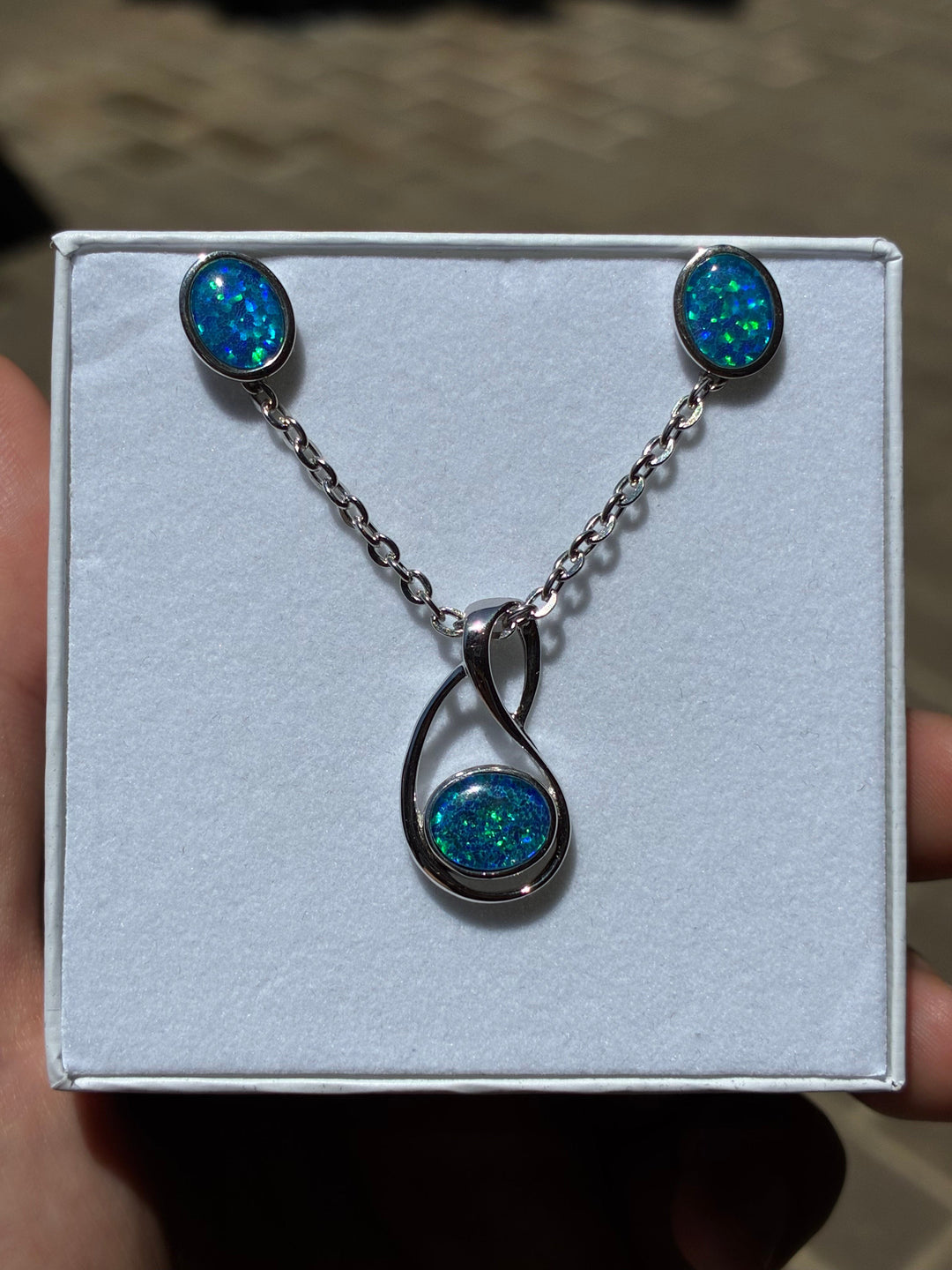 Australian Triplet Opal Set in Sterling Silver Setting Set Australian Opal House 