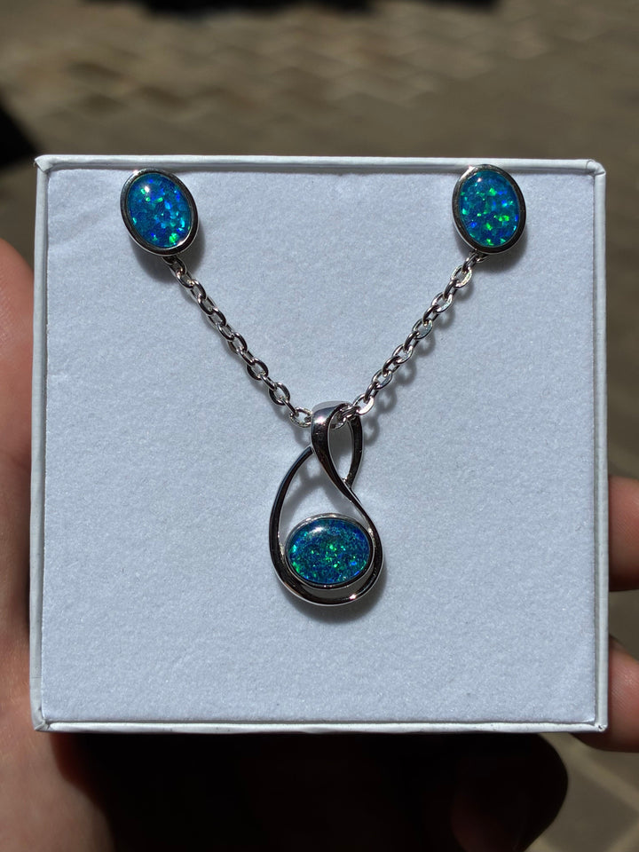 Australian Triplet Opal Set in Sterling Silver Setting Set Australian Opal House 