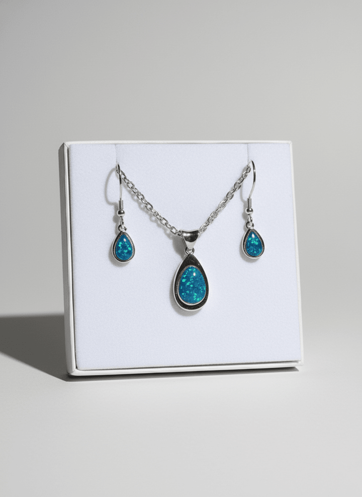 Australian Triplet Opal Set in Sterling Silver Setting Set Australian Opal House Pear Shape 