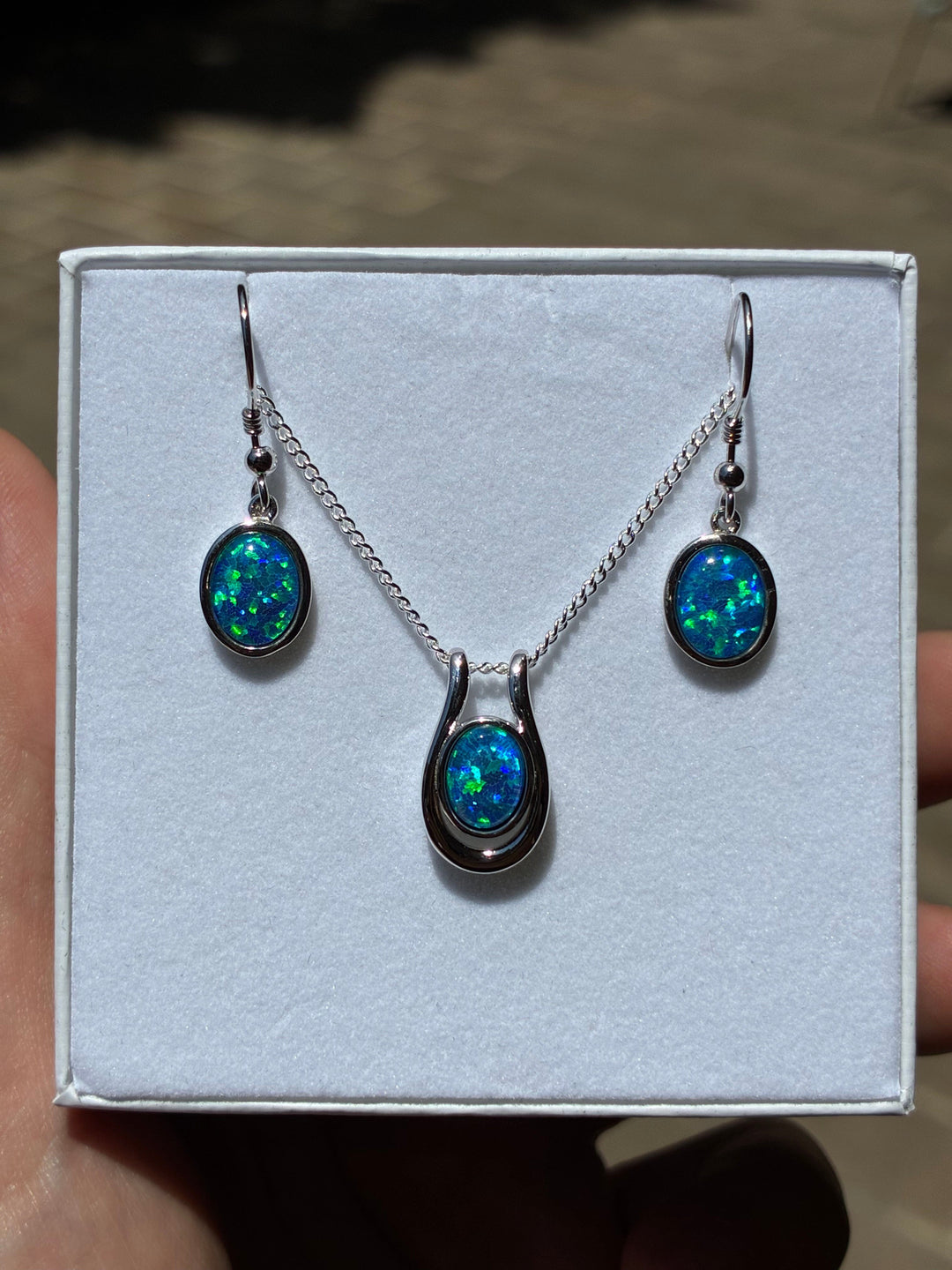 Australian Triplet Opal Set in Sterling Silver Setting Set Australian Opal House 