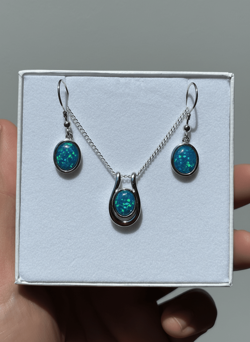 Australian Triplet Opal Set in Sterling Silver Setting Set Australian Opal House Hanging 