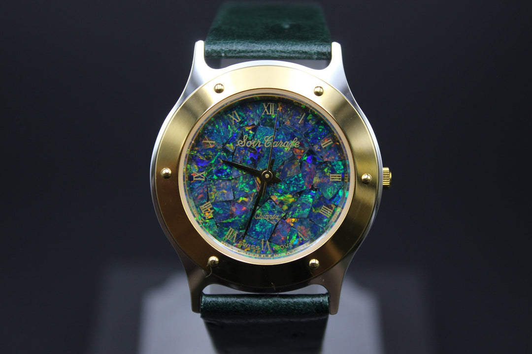 Australian Opal Mosaic Face Dress Watch Unisex - Olive Green Watches Australian Opal House 
